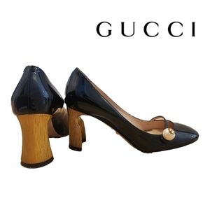 36.5 Gucci Vernice Pearl Arielle Mary Jane Pumps